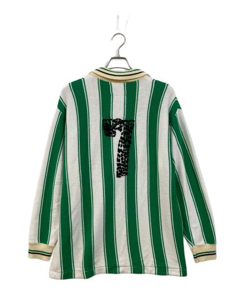 RICE NINE TEN（ライスナインテン）RICE NINE TEN (ライスナインテン) Knitting Long Sleeve Soccer Jersey グリーン×ホワイト サイズ:3の古着・服飾アイテム
