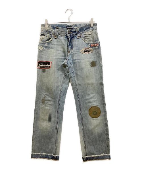 DOLCE & GABBANA（ドルチェ＆ガッバーナ）DOLCE & GABBANA (ドルチェ＆ガッバーナ) ワッペンデニムパンツ インディゴ サイズ:46の古着・服飾アイテム