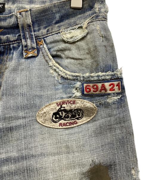 DOLCE & GABBANA（ドルチェ＆ガッバーナ）DOLCE & GABBANA (ドルチェ＆ガッバーナ) ワッペンデニムパンツ インディゴ サイズ:46の古着・服飾アイテム