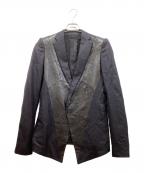 JULIUSユリウス）の古着「ラムレザー切り替えジャケット」｜ブラック