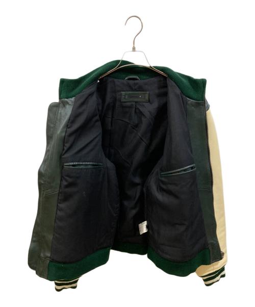 Liugoo Leathers（リューグーレザーズ）Liugoo Leathers (リューグーレザーズ) カウレザースタジャン ベージュ×グリーン サイズ:3Lの古着・服飾アイテム