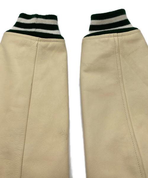 Liugoo Leathers（リューグーレザーズ）Liugoo Leathers (リューグーレザーズ) カウレザースタジャン ベージュ×グリーン サイズ:3Lの古着・服飾アイテム