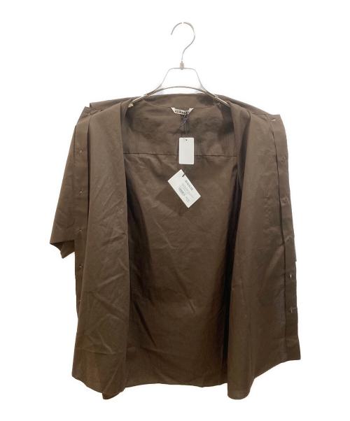 AURALEE（オーラリー）AURALEE (オーラリー) WASHED FINX TYPEWRITER OPEN COLLAR HALF SLEEVED SHIRT ブラウン サイズ:3の古着・服飾アイテム