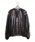 missoniミッソーニ）の古着「エンブロイダリーシルクスキッパーブラウス」｜ブラック