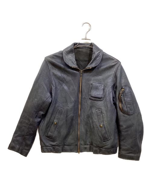 French Army（フランス軍）French Army (フレンチアーミー) レザーフライトジャケット ネイビー サイズ:FREEの古着・服飾アイテム