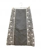 ADOREアドーア）の古着「ドローイングフラワレースースカート」｜グレー