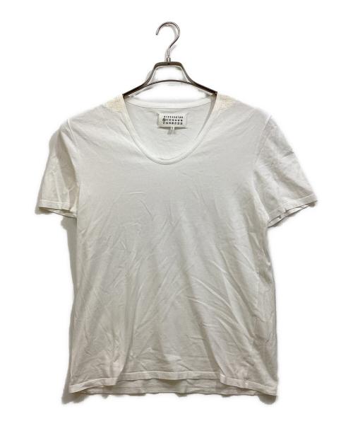 Maison Martin Margiela（メゾンマルタンマルジェラ）Maison Martin Margiela (メゾンマルタンマルジェラ) ショルダーデザインクルーネックTシャツ ホワイト サイズ:44の古着・服飾アイテム