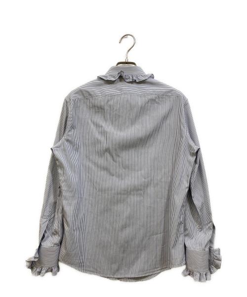 CELINE（セリーヌ）CELINE (セリーヌ) フリル ストライプ長袖シャツ ブルー サイズ:34の古着・服飾アイテム