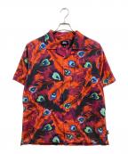 stussyステューシー）の古着「総柄オープンカラーシャツ」｜レッド