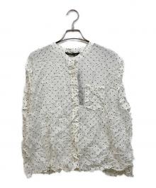 mizuiro-ind（ミズイロインド）の古着「ドットプリントキャッチワッシャーノースリーブシャツ」｜ホワイト