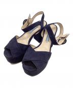 PRADAプラダ）の古着「スウェードクロスストラップサンダル」｜ネイビー