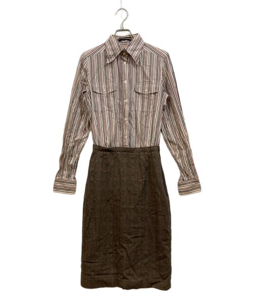 DOLCE & GABBANA（ドルチェ＆ガッバーナ）DOLCE & GABBANA (ドルチェ＆ガッバーナ) シャツワンピース ブラウン サイズ:40の古着・服飾アイテム