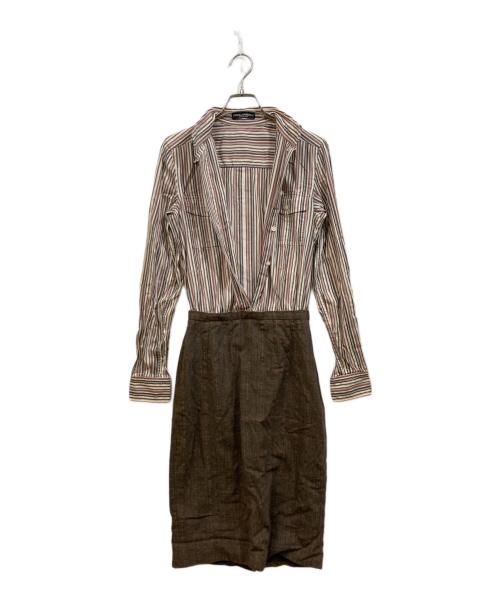 DOLCE & GABBANA（ドルチェ＆ガッバーナ）DOLCE & GABBANA (ドルチェ＆ガッバーナ) シャツワンピース ブラウン サイズ:40の古着・服飾アイテム