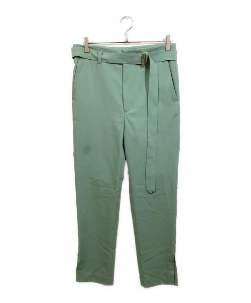 CULLNI（クルニ）CULLNI (クルニ) ベルト付きサイドスリットテーパードパンツ 黄緑 サイズ:2の古着・服飾アイテム