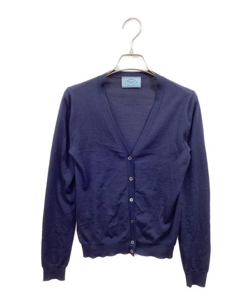 PRADA（プラダ）PRADA (プラダ) Vネックウールカーディガン ネイビー サイズ:38の古着・服飾アイテム