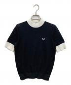 FRED PERRYフレッドペリー）の古着「半袖ニット」｜ブラック×ホワイト
