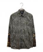 DIESELディーゼル）の古着「袖カモフラ切替レオパードシャツ」｜グリーン×ブラウン