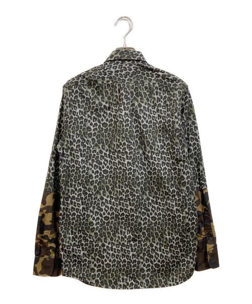 DIESEL（ディーゼル）DIESEL (ディーゼル) 袖カモフラ切替レオパードシャツ グリーン×ブラウン サイズ:XSの古着・服飾アイテム