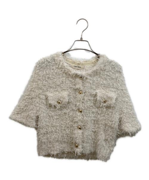 COCODEAL（ココディール）COCODEAL (ココディール) チュールフェザーヤーンニットカーディガン ホワイト サイズ:SIZE 2の古着・服飾アイテム