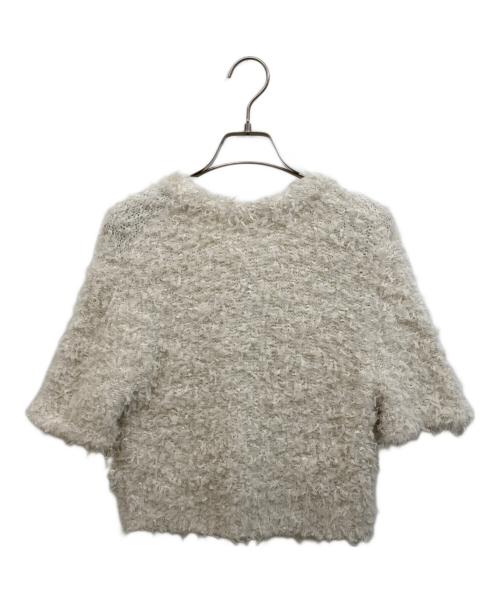 COCODEAL（ココディール）COCODEAL (ココディール) チュールフェザーヤーンニットカーディガン ホワイト サイズ:SIZE 2の古着・服飾アイテム