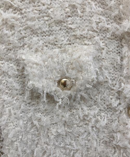 COCODEAL（ココディール）COCODEAL (ココディール) チュールフェザーヤーンニットカーディガン ホワイト サイズ:SIZE 2の古着・服飾アイテム
