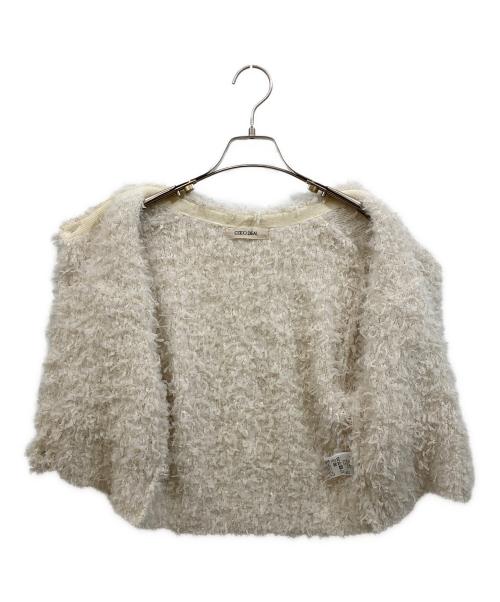 COCODEAL（ココディール）COCODEAL (ココディール) チュールフェザーヤーンニットカーディガン ホワイト サイズ:SIZE 2の古着・服飾アイテム