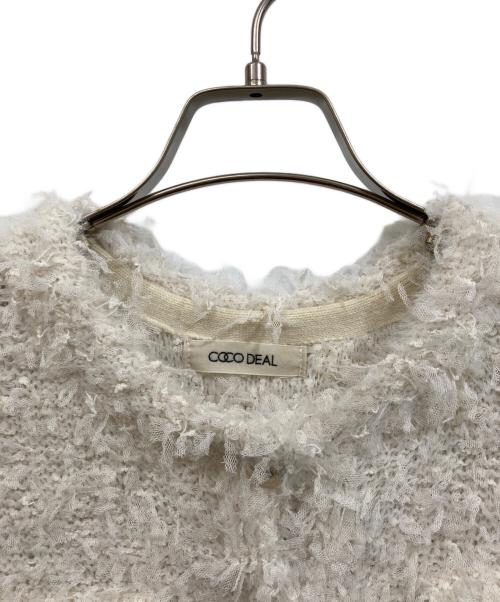 COCODEAL（ココディール）COCODEAL (ココディール) チュールフェザーヤーンニットカーディガン ホワイト サイズ:SIZE 2の古着・服飾アイテム
