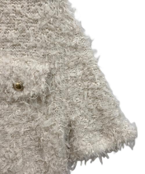 COCODEAL（ココディール）COCODEAL (ココディール) チュールフェザーヤーンニットカーディガン ホワイト サイズ:SIZE 2の古着・服飾アイテム
