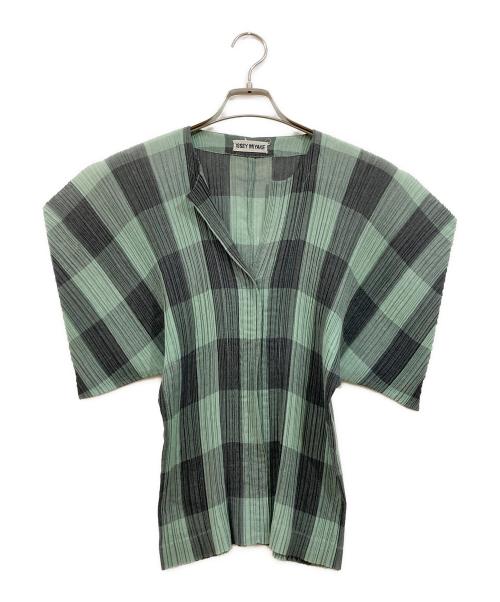 ISSEY MIYAKE（イッセイミヤケ）ISSEY MIYAKE (イッセイミヤケ) プリーツブラウス グリーン サイズ:Mの古着・服飾アイテム