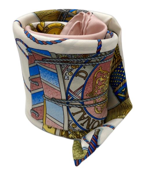 HERMES（エルメス）HERMES (エルメス) カレ90　LES TAMBOURS ピンクの古着・服飾アイテム