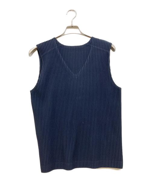 HOMME PLISSE ISSEY MIYAKE（オム プリッセ イッセイ ミヤケ）HOMME PLISSE ISSEY MIYAKE (オム プリッセ イッセイ ミヤケ) プリーツベスト ネイビー サイズ:2の古着・服飾アイテム