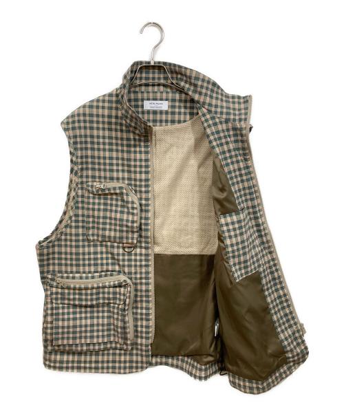 nano・universe（ナノ・ユニバース）nano・universe (ナノ・ユニバース) hotel palace (ホテルプレイス) デジタルプリントトラベルチェックベスト ベージュ サイズ:Lの古着・服飾アイテム