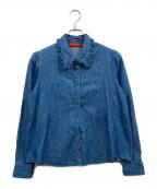 MAX&Co.マックスアンドコー）の古着「デニムフリルスナップシャツ」｜ネイビー