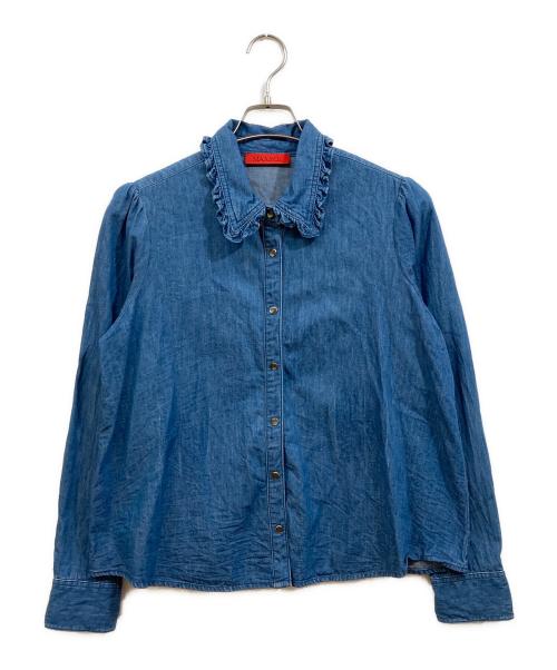 MAX&Co.（マックスアンドコー）MAX&Co. (マックスアンドコー) デニムフリルスナップシャツ ネイビー サイズ:46の古着・服飾アイテム