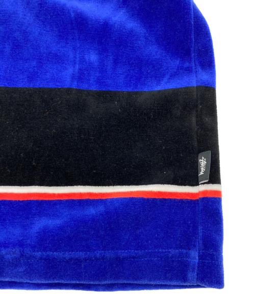 stussy（ステューシー）stussy (ステューシー) ベロアストライプカットソー ブルー サイズ:Mの古着・服飾アイテム