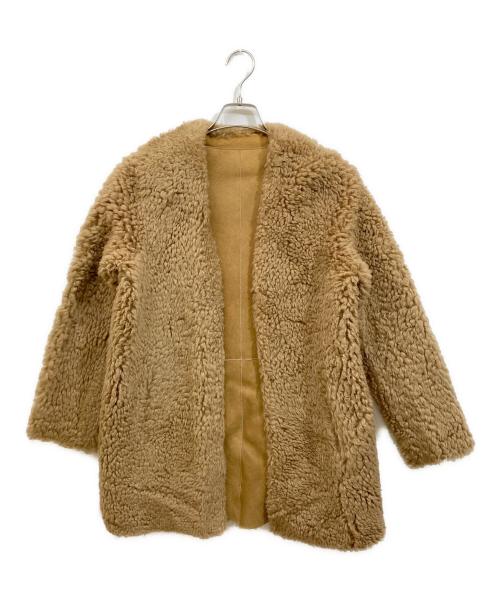 LOUANDREA（ルーアンドレア）LOUANDREA (ルーアンドレア) ラムレザーボアジャケット ブラウン サイズ:38の古着・服飾アイテム