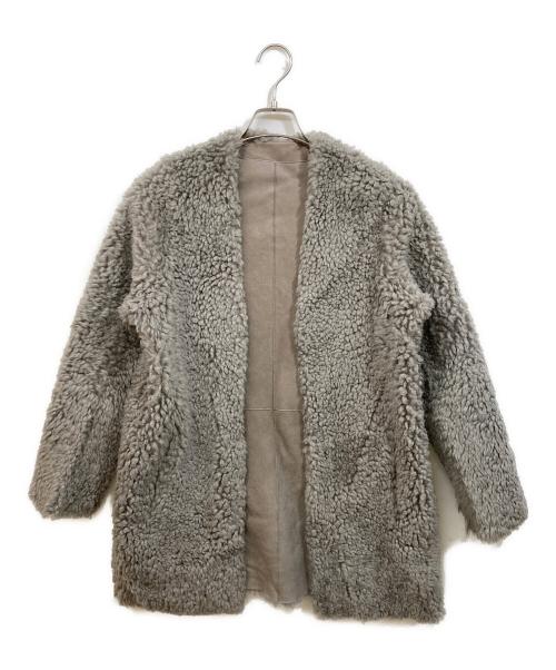 LOUANDREA（ルーアンドレア）LOUANDREA (ルーアンドレア) ラムレザーボアジャケット グレー サイズ:SIZE 38の古着・服飾アイテム