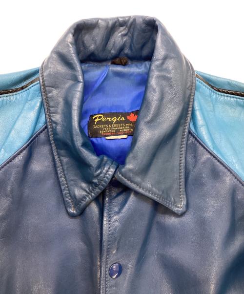 pergis（ピアス）pergis (ピアス) ヴィンテージレザージャケット ネイビー サイズ:46の古着・服飾アイテム