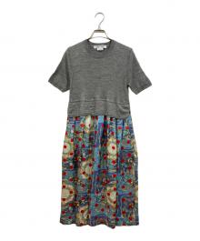 COMME des GARCONS COMME des GARCONS（コムデギャルソン コムデギャルソン）の古着「異素材切り替えシルクワンピース」｜グレー