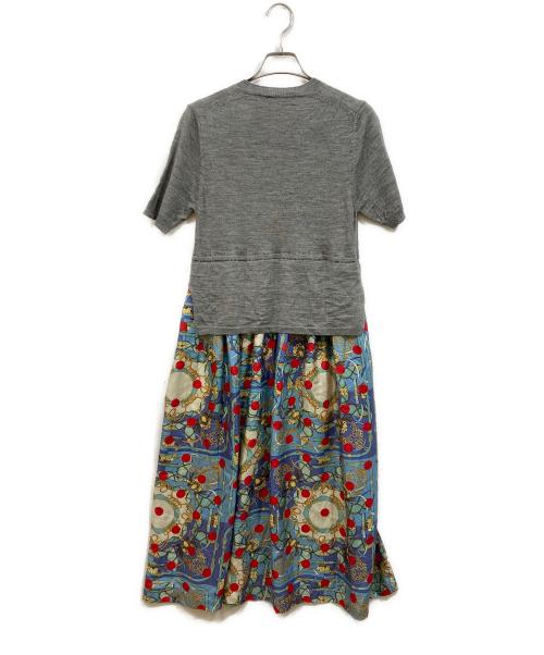 COMME des GARCONS COMME des GARCONS（コムデギャルソン コムデギャルソン）COMME des GARCONS COMME des GARCONS (コムデギャルソン コムデギャルソン) 異素材切り替えシルクワンピース グレー サイズ:Ｓの古着・服飾アイテム