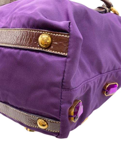 PRADA（プラダ）PRADA (プラダ) ビジューナイロントートバッグ パープルの古着・服飾アイテム