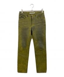 JOHN LAWRENCE SULLIVAN（ジョン ローレンス サリバン）の古着「5POCKET FLOCKED DENIM PANTS」｜グリーン