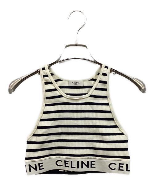 CELINE（セリーヌ）CELINE (セリーヌ) ロゴ スポーツブラ ボーダー タンクトップ アイボリー サイズ:SIZE Sの古着・服飾アイテム
