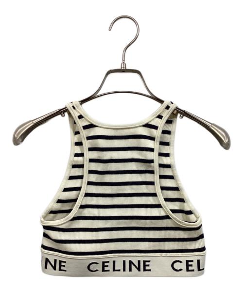 CELINE（セリーヌ）CELINE (セリーヌ) ロゴ スポーツブラ ボーダー タンクトップ アイボリー サイズ:SIZE Sの古着・服飾アイテム