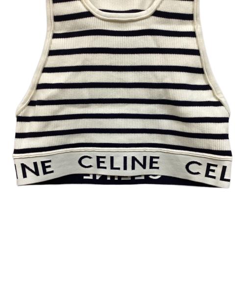 CELINE（セリーヌ）CELINE (セリーヌ) ロゴ スポーツブラ ボーダー タンクトップ アイボリー サイズ:SIZE Sの古着・服飾アイテム
