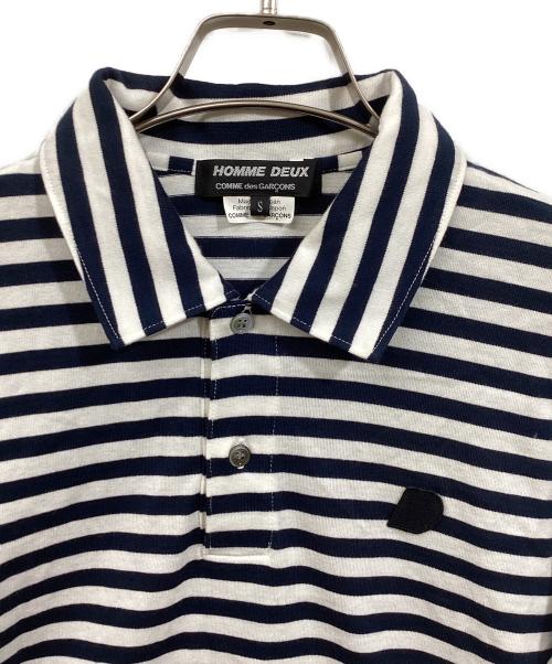 COMME des GARCONS HOMME DEUX（コムデギャルソン オム ドゥ）COMME des GARCONS HOMME DEUX (コムデギャルソン オム ドゥ) ボーダーポロシャツ ホワイト×ネイビー サイズ:SIZE Sの古着・服飾アイテム