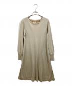 BLUE LABEL CRESTBRIDGEブルーレーベルクレストブリッジ）の古着「レースアップリボンニットワンピース」｜ベージュ