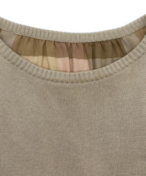 BLUE LABEL CRESTBRIDGE（ブルーレーベルクレストブリッジ）BLUE LABEL CRESTBRIDGE (ブルーレーベルクレストブリッジ) レースアップリボンニットワンピース ベージュ サイズ:38の古着・服飾アイテム