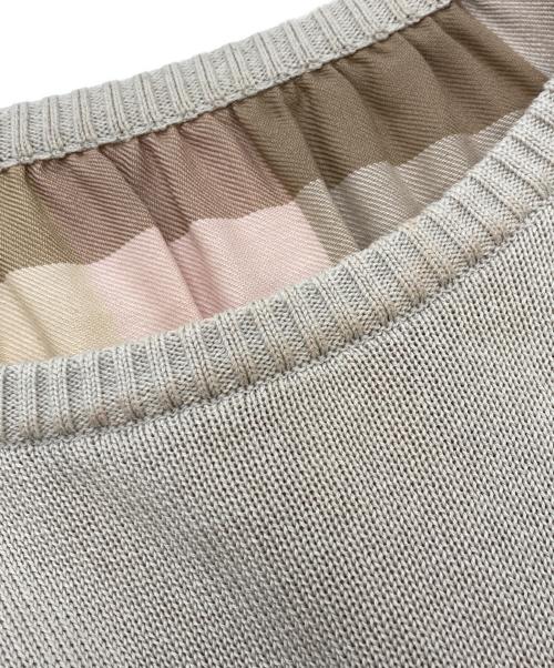 BLUE LABEL CRESTBRIDGE（ブルーレーベルクレストブリッジ）BLUE LABEL CRESTBRIDGE (ブルーレーベルクレストブリッジ) レースアップリボンニットワンピース ベージュ サイズ:38の古着・服飾アイテム