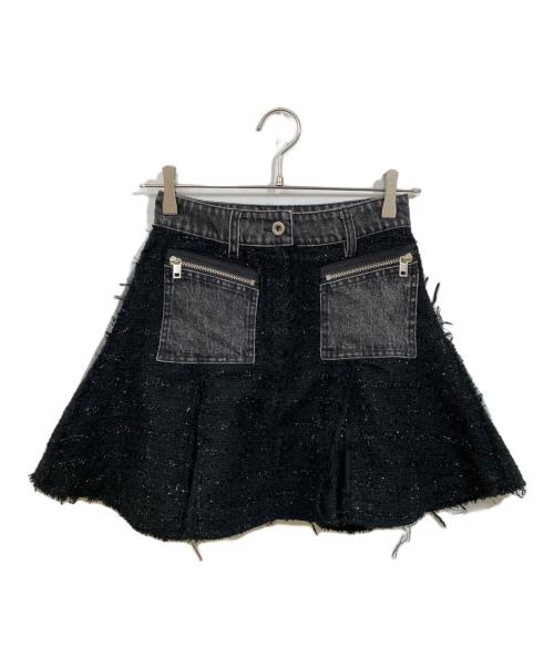 DIESEL（ディーゼル）DIESEL (ディーゼル) ツィード切替スカート ブラック サイズ:24の古着・服飾アイテム